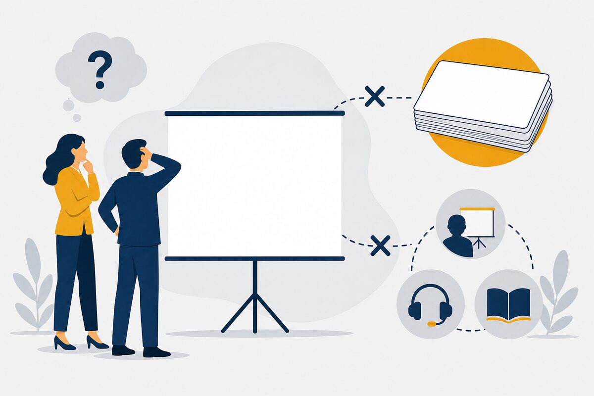 Blank presentation board and empty enablement materials